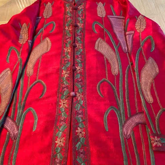 Vintage Handmade Raw Silk Jacket hand Embroidered - Picture 14 of 15